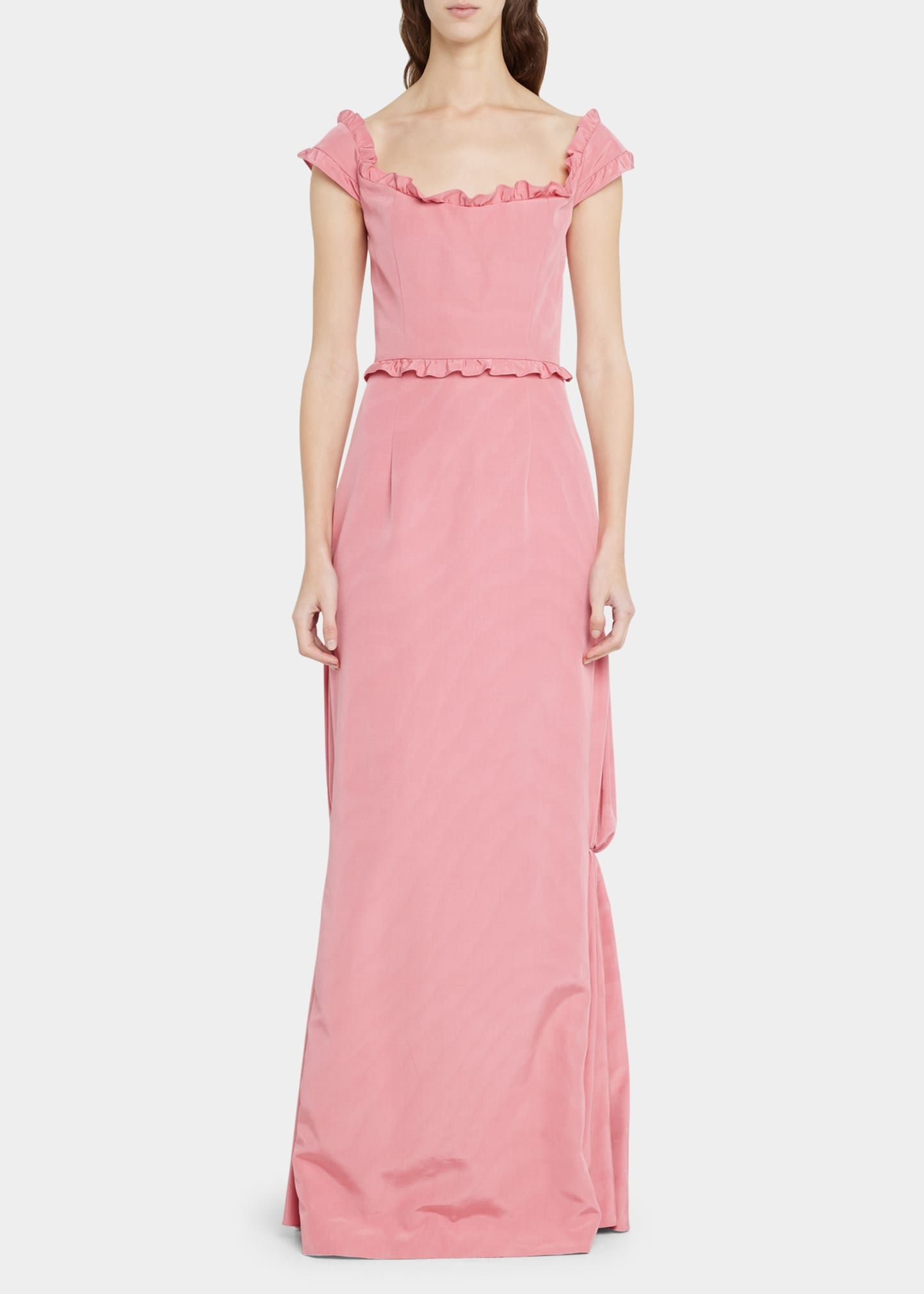 Delilah Off-The-Shoulder Ruffle Moire Gown | Bergdorf Goodman