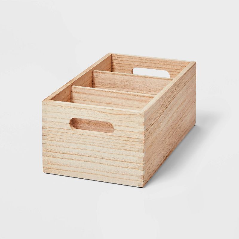 3 Compartment Light Wood Crate Natural - Brightroom™ | Target