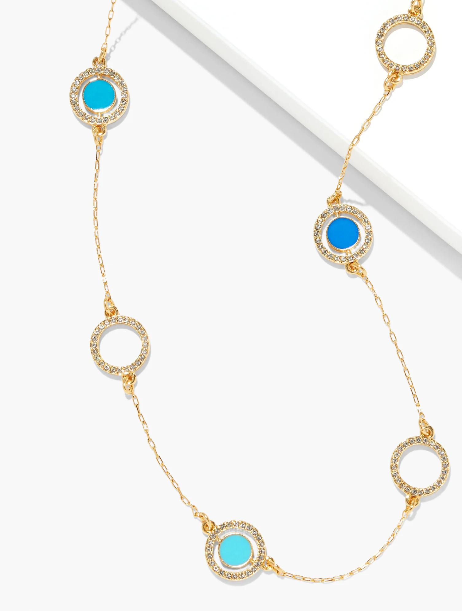 Enamel Station Necklace - Blue Spruce/Gold - 001 Talbots | Talbots