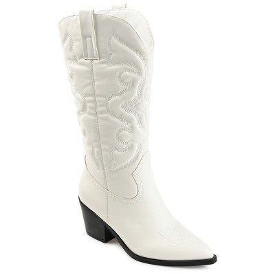 Journee Collection Women's Chantry Pointed Toe Pull On Western Boots White 12 | Target