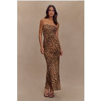 Breanna Strapless Chiffon Maxi Dress / Leopard Print | MESHKI | M | MESHKI US