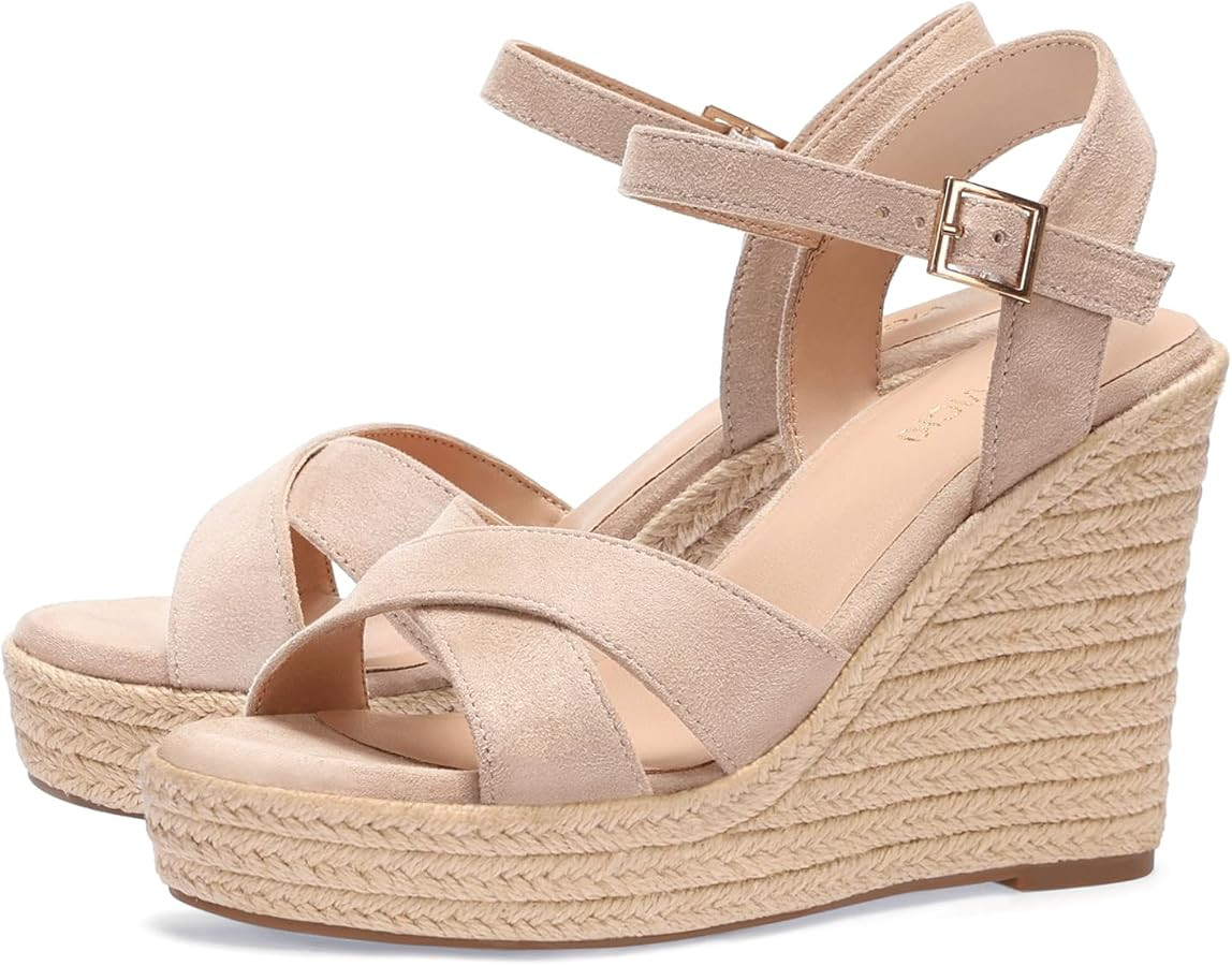 VICKI·VICKI Wedges for Women Platform Sandals Wedge Heels for Sandals Comfortable Summer Espadri... | Amazon (US)