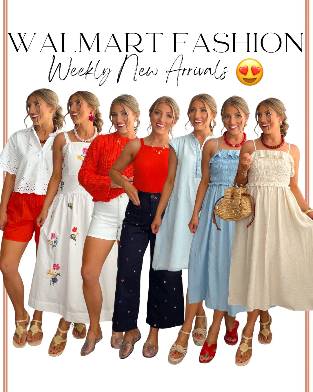Walmart fashion new arrivals this week are NEXT LEVEL 😍👏🏼 So many good summer dresses, lightweight matching sets, easy everyday outfits, and colorful pieces that look way more expensive than they are! I seriously cannot believe these finds are all from Walmart right now. 💙✨

From the prettiest eyelet dresses and breezy striped sets to comfy wide leg pants, elevated basics, and pops of red for summer… this week’s collection is full of affordable pieces you can wear on repeat all season long. Whether you’re looking for vacation outfits, casual everyday looks, summer brunch outfits, or easy mom style, Walmart has been absolutely delivering lately 🙌🏼

Everything is comfortable, easy to style, and so good for summer. Linking all my favorites because so many of these new arrivals are going to sell FAST! 🛍️

#WalmartFashion #WalmartFinds #WalmartNewArrivals #AffordableFashion #SummerStyle #SummerOutfits #VacationStyle #EverydayStyle #CasualChic #AffordableStyle #EyeletDress #MatchingSets #WalmartStyle #WomenFashion #SummerFashion #OOTD #FashionFinds #StyleInspo #MomStyle #ColorfulStyle

#LTKootd #LTKPetite #LTKTravel