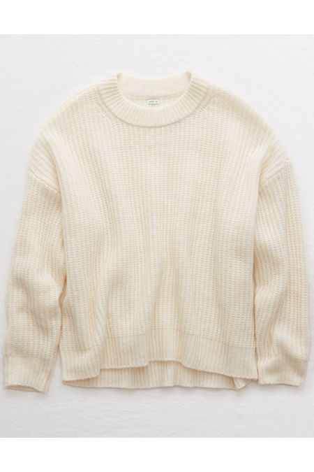 Aerie Crew Pullover Sweater Women's Natural L | American Eagle Outfitters (US & CA)
