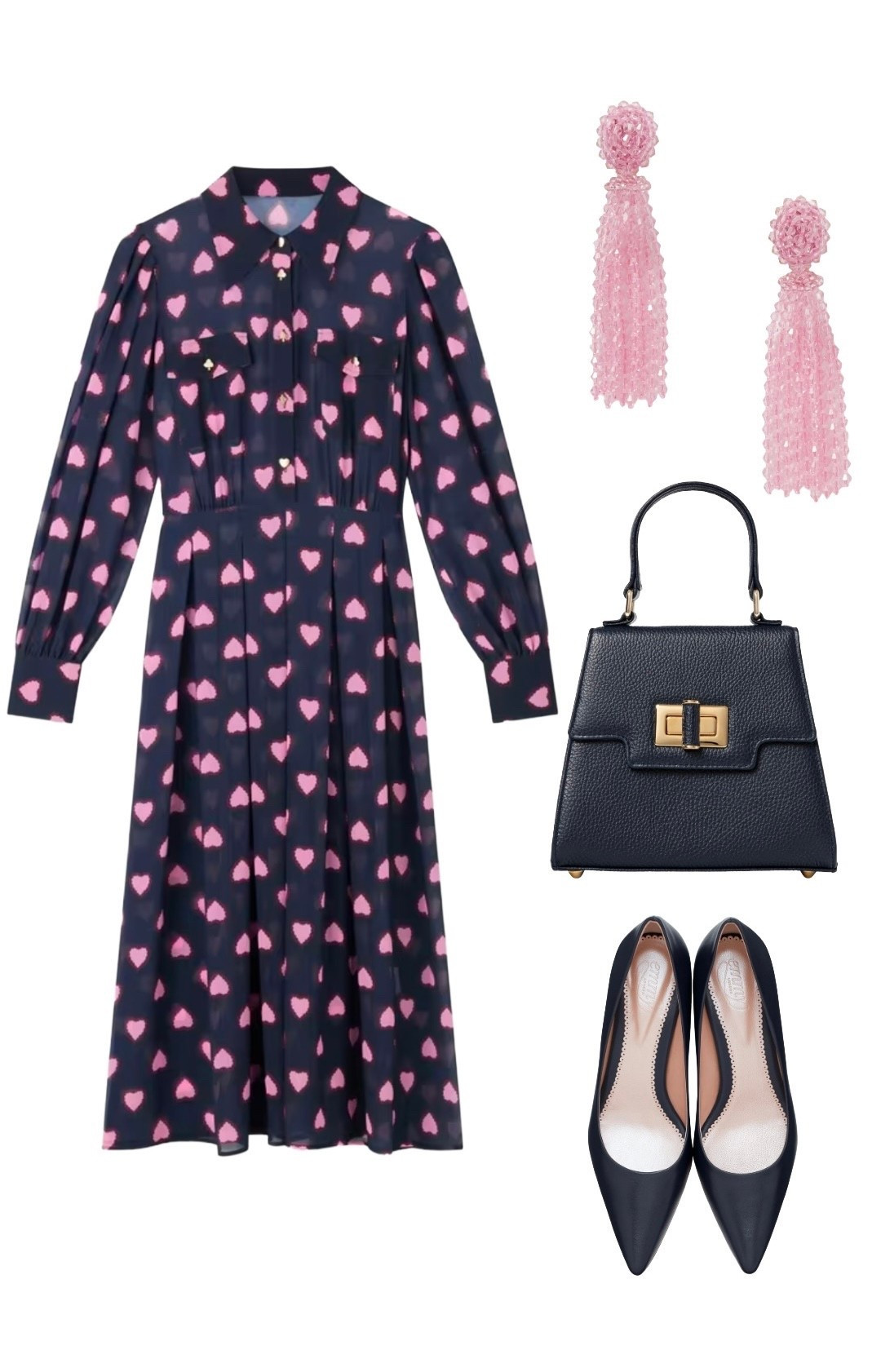 Classic with a hint of fun, I love this new navy dress with pink heart print - team with elegant accessories and statement earrings for a look that will take you from the office to cocktails with the girls and date night 💕

Navy Pink Heart Midi Dress - LK Bennett London

Mabel Navy Handbag  & Low Heel Navy Leather Court Shoes - Emmy London

Pink Tassel Beaded Clip Earrings - Oscar de la Renta at Net a Porter 

#LTKluxury #LTKdatenight #LTKeurope