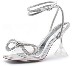 Shoe Land Womens SL-NAOMI Clear Heeled Sandals with Double Bowknots Open Toe Stiletto High Heel D... | Amazon (US)
