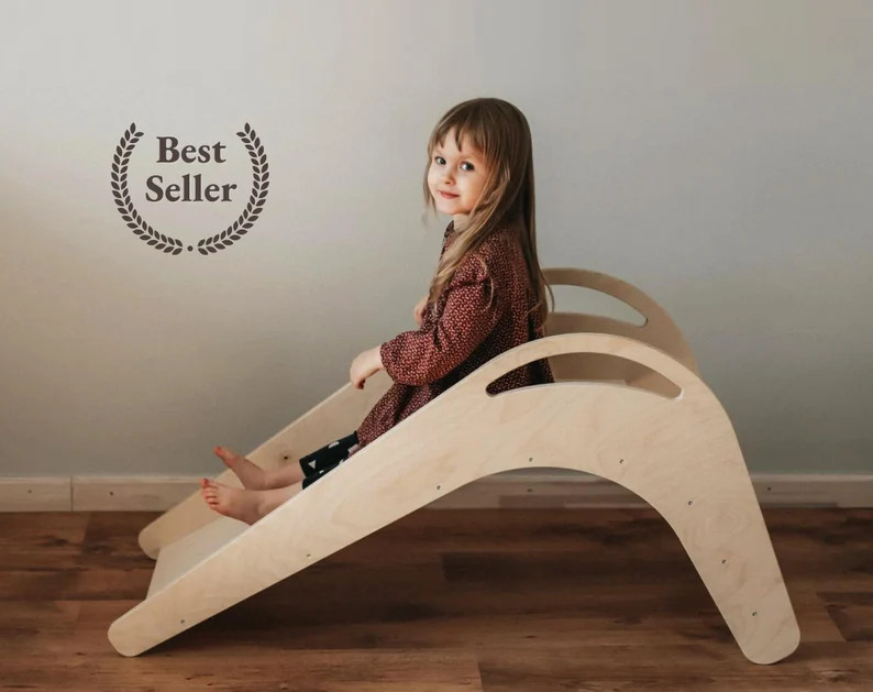 Kids Wooden Indoor Slide. Toddlers Montessori Activity Gym Toy - Etsy | Etsy (US)