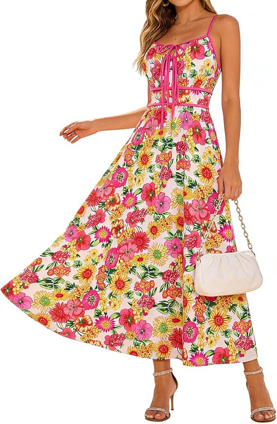 GRACE KARIN 2026 Womens Summer Maxi Floral Boho Dresses | Casual Vacation, Sleeveless, Square Nec... | Amazon (US)