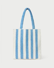 Orion Blue/White Raffia Tote | Loeffler Randall