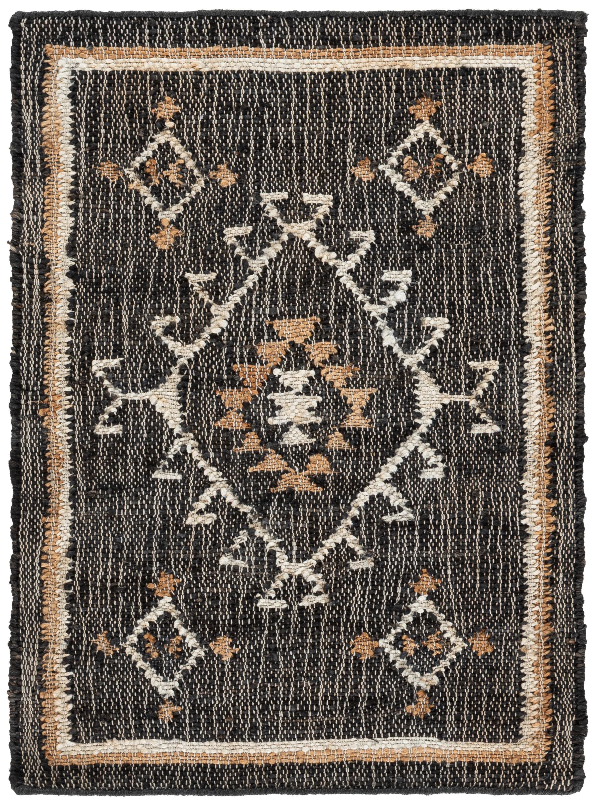 Mickie Southwestern Handmade Flatweave Jute Black/Ivory Area Rug | Wayfair North America