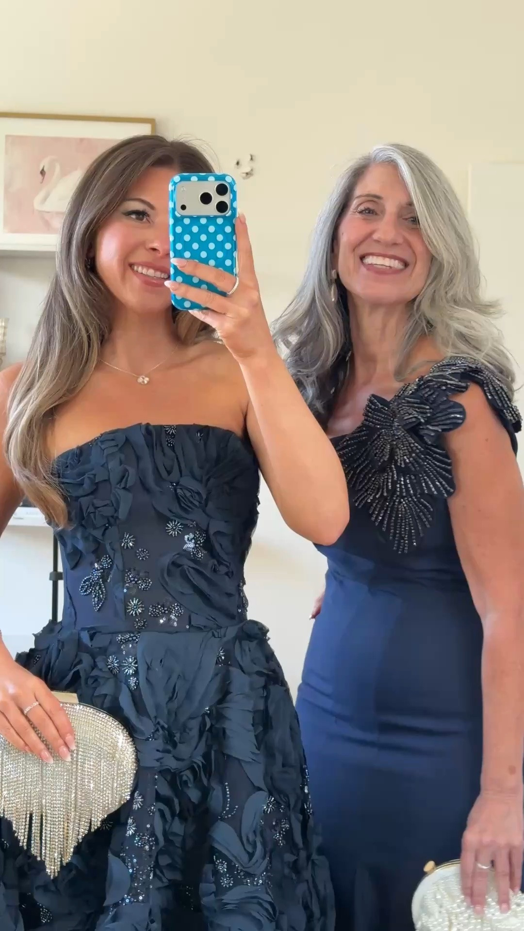 navy strapless high-low dress with a textured ruffled skirt and beaded details, navy one-shoulder gown with a beaded flower at the shoulder and a flared skirt mom and me formal wedding guest and mother of the bride dresses 💍✨

revolve code: tulip
mac duggal code: emerson10

I’m 5’4” and wear a size small/2 
- sized down to xs 
mom is 5’4” and wears a medium/6

fall wedding guest dresses, wedding guest dresses, cocktail dresses, semi-formal dresses, black tie wedding guest dresses, destination wedding guest dresses, garden party dresses, wedding guest outfit ideas, mom & me outfits, mom & me dresses, matching outfits, mother daughter outfits, family photo outfits, wedding guest dresses, mother of the bride, mother of the groom, wedding guest outfit ideas