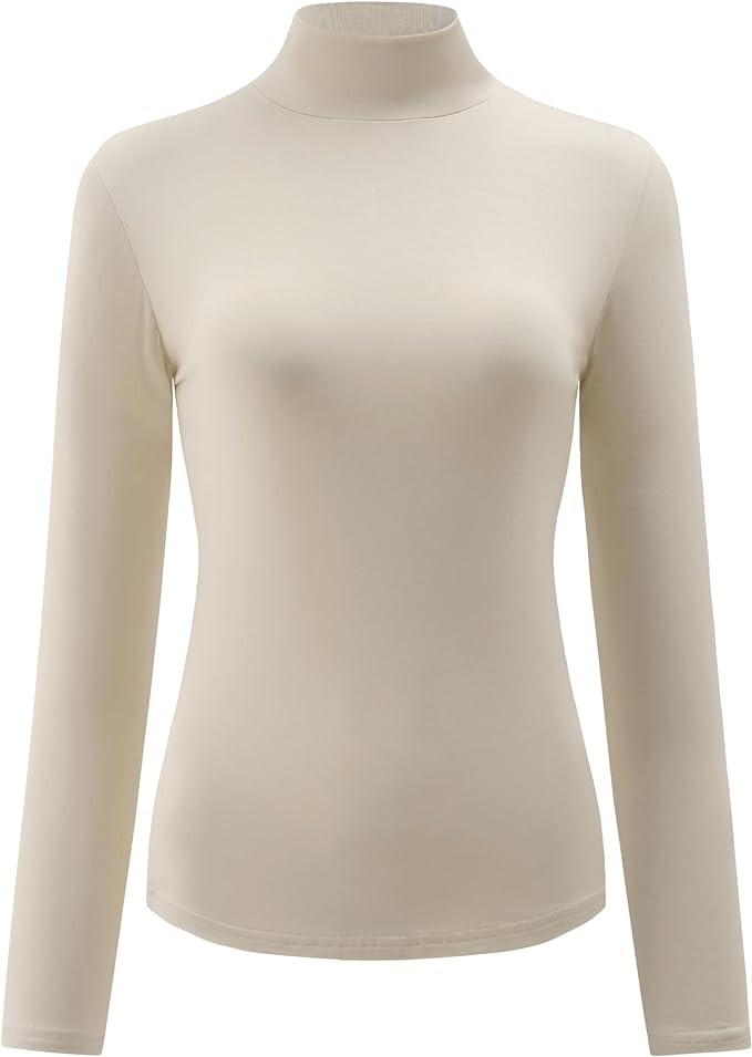 Kindcall Womens Slim Fitted Mock Turtleneck Tops Long Sleeve Lightweight Base Layer Shirts | Amazon (US)