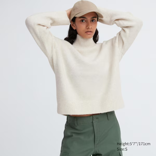 Souffle Yarn High Neck Long-Sleeve Sweater | UNIQLO (US)