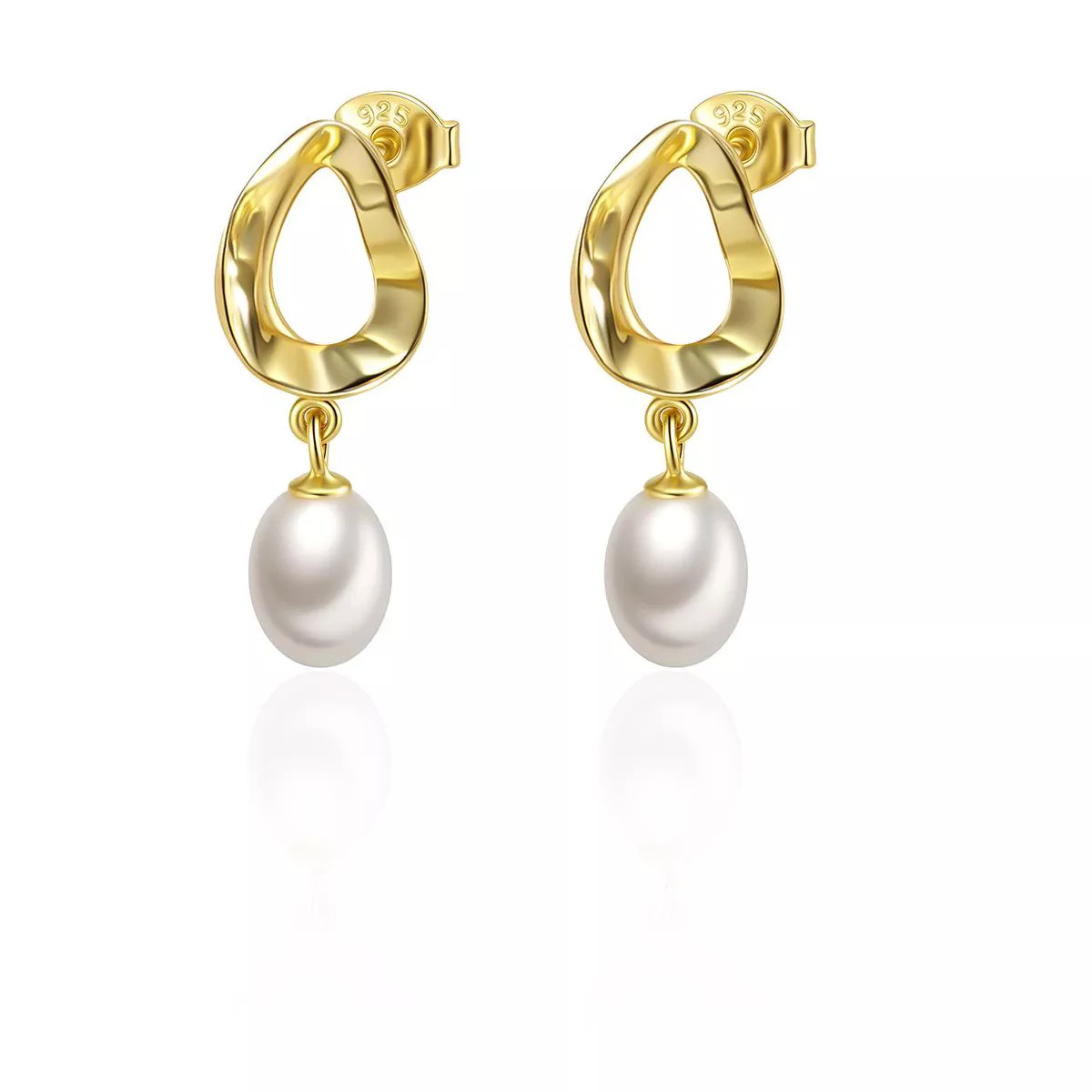 Molenia Pearl Earrings for Women, 14K Gold Plated 925 Sterling Silver Freshwater Pearl Dangle Dro... | Target