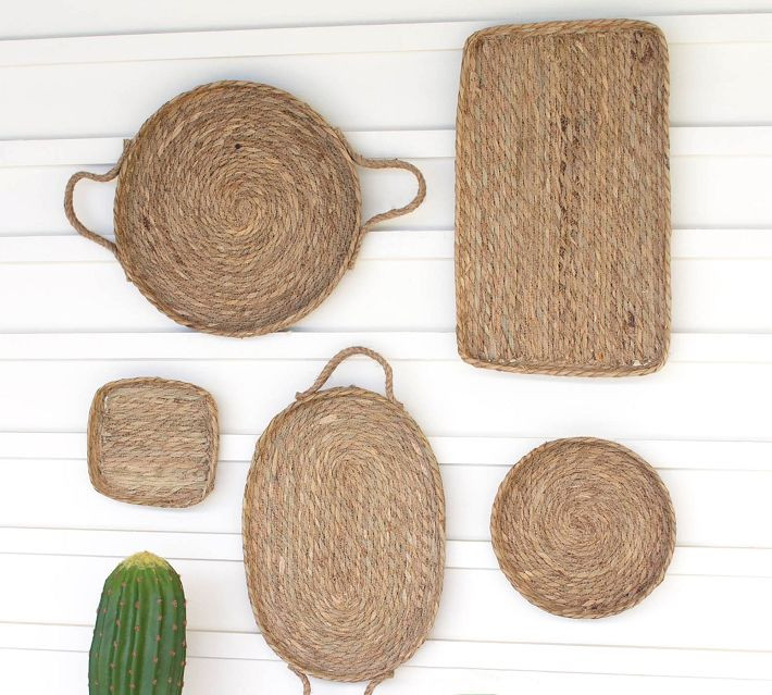Woven Seagrass Trays Wall Art - Set of 5 | Pottery Barn | Pottery Barn (US)