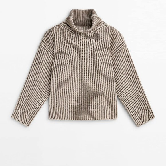 Massimo Dutti HIGH NECK KNIT SWEATER WITH CONTRAST THREAD | Poshmark