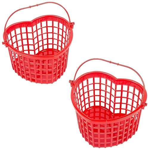 Fun Express 12 pack Valentine's Day Heart Shaped Baskets, 7" x 4.5" Empty Baskets, BPA Free Plastic, Organization Supplies, Red | Amazon (US)