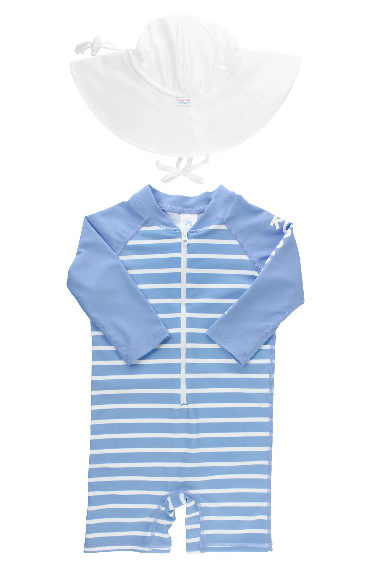 RuggedButts Cornflower Blue One-Piece Rashguard Swimsuit & Hat Set | Nordstrom | Nordstrom