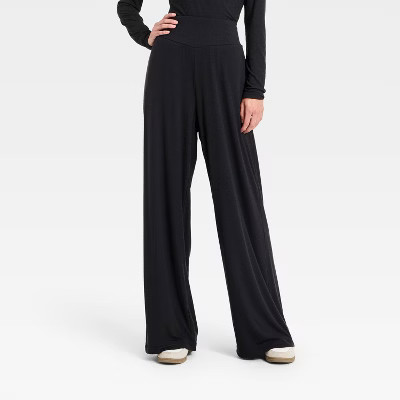 Women's Ribbed Knit High-Rise Wide Leg Pants - All In Motion™ | Target