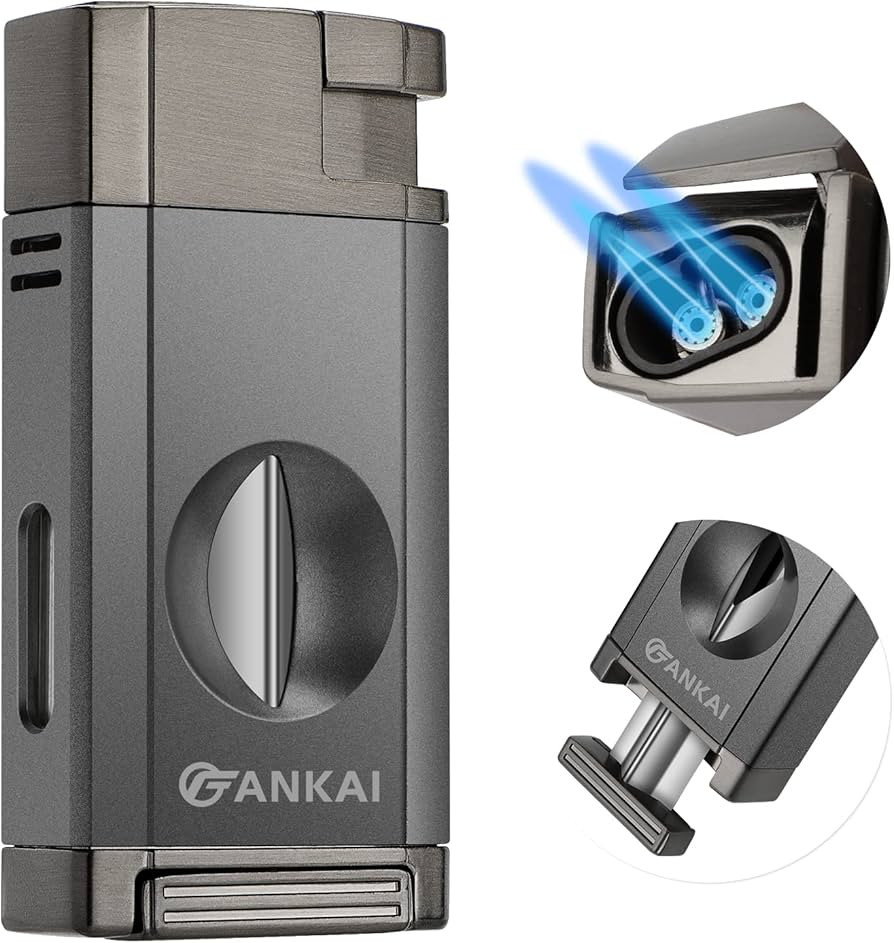 FANKAI Torch Lighter with Cigar V Cutter, Double Jet Flame Refillable Butane 2 in 1 Windproof Lig... | Amazon (US)