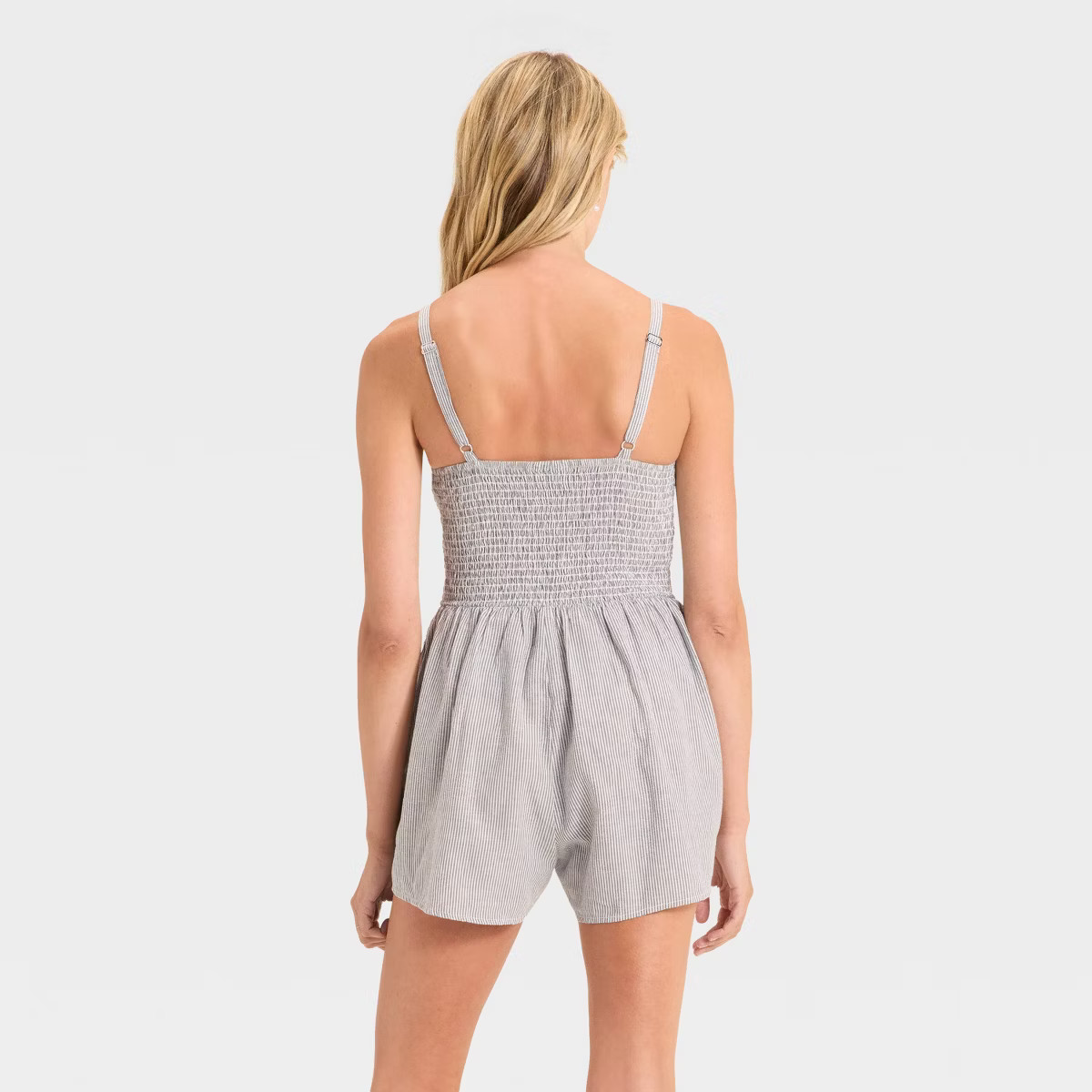 Women's Smocked Romper - Universal Thread™ Gray Striped | Target