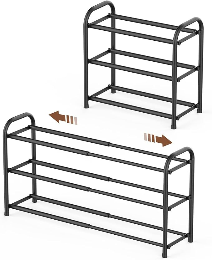 Gonfoam 3-Tier Expandable Shoe Rack,Adjustable Shoe Shelf Storage Organizer Heavy Duty Metal Free... | Amazon (US)