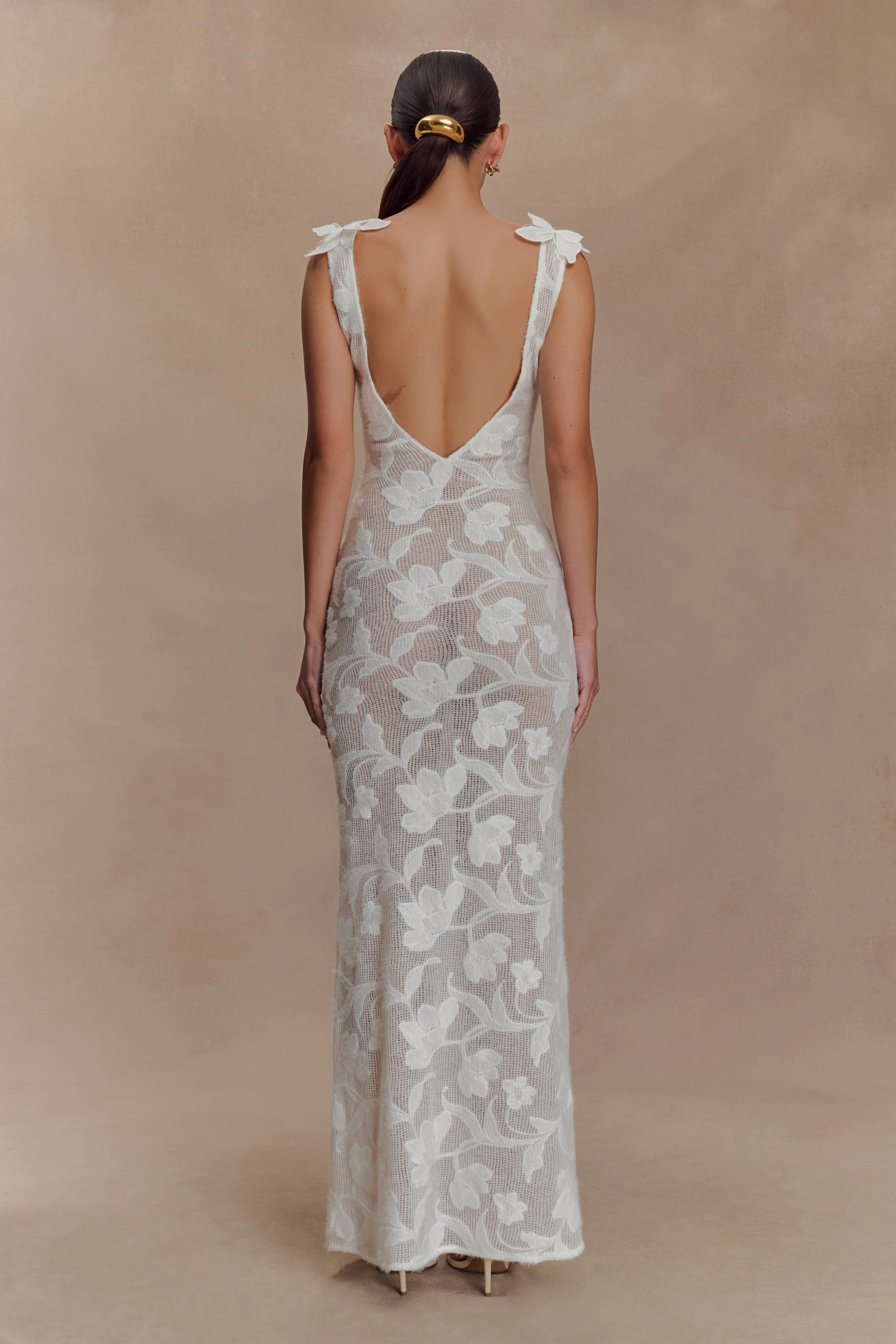 Cornelia Floral Sheer Maxi Dress - Ivory | Meshki (APAC)