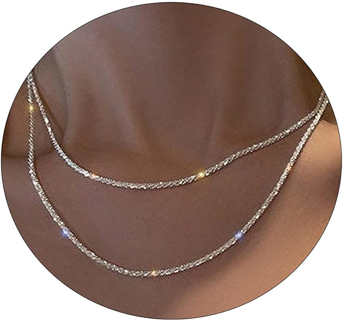 MIDEEO Gold Layered Necklace for Women 14K Gold Plated Layered Chain Necklace Set Shining Twisted... | Amazon (US)