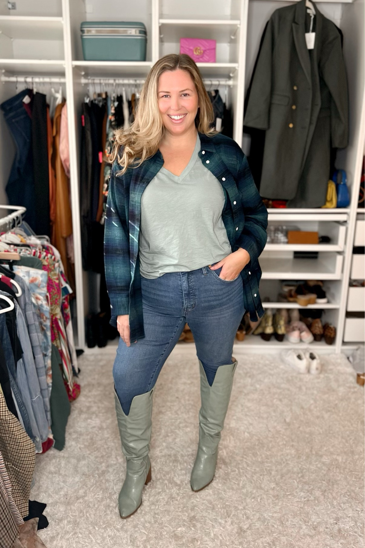 Plus size fall OOTD! T-shirt from Madewell in a size 1X! The flannel is from Madewell in a size 2X. The jeans are Madewell in a size 18. Favorite wide calf boots from Journee - these are standard wide but I have linked some extra wide options as well!

#LTKcurves #LTKSeasonal #LTKstyletip