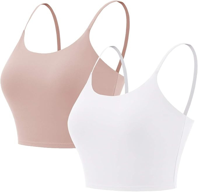 Aonour Crop Tops for Women with Built in Bra Longline Sports Bras Yoga Bra Top Camisole for Women | Amazon (US)