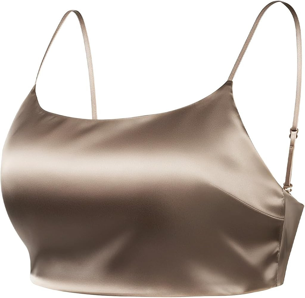 Women's Mulberry Silk Tank Top - 22 Momme Silk Crop Top with Adjustable Spaghetti Straps, Basic C... | Amazon (US)
