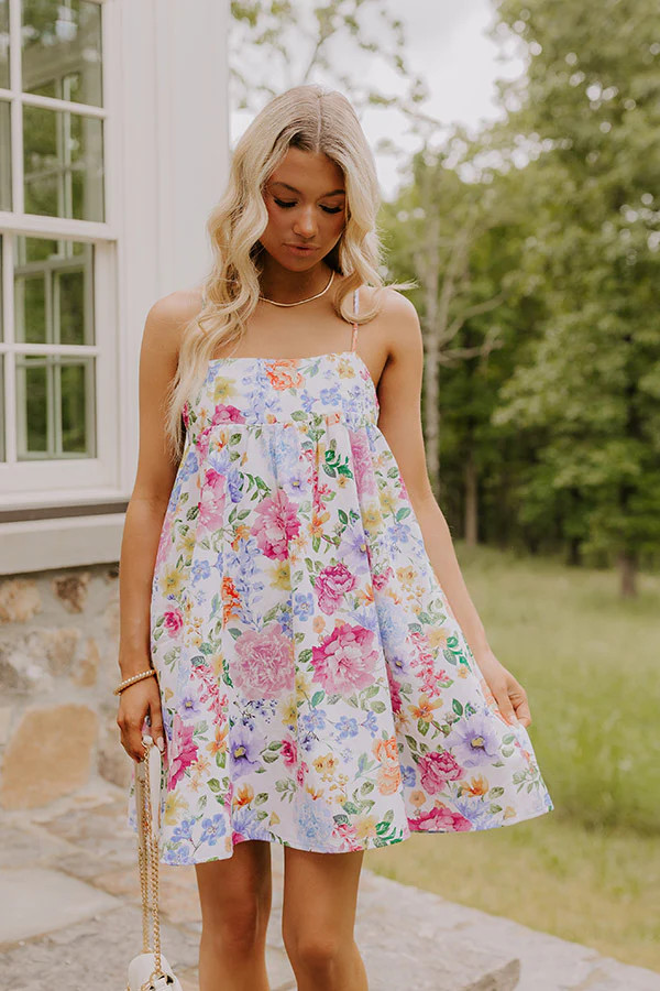 Bubbly Personality Floral Denim Mini Dress | Impressions Online Boutique