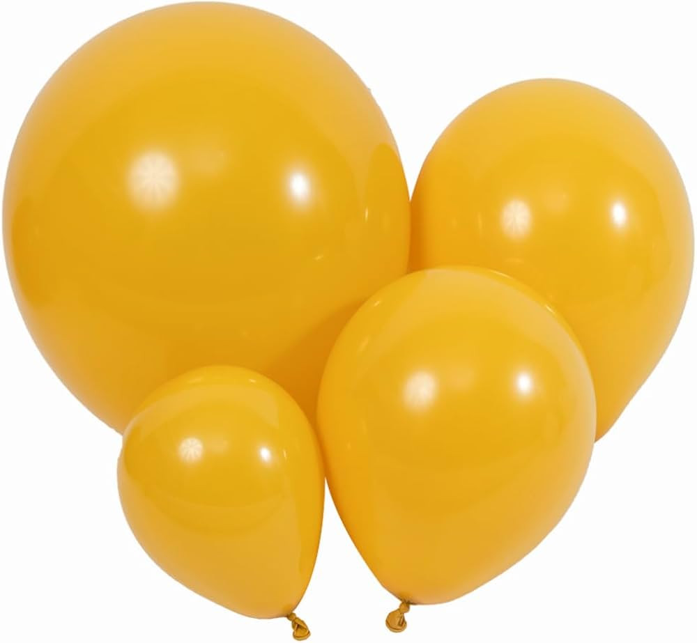 100pcs Mustard Yellow Balloons 18 inch +12 inch +10 inch +5 inch Latex Party Lemon Yellow Balloon... | Amazon (US)