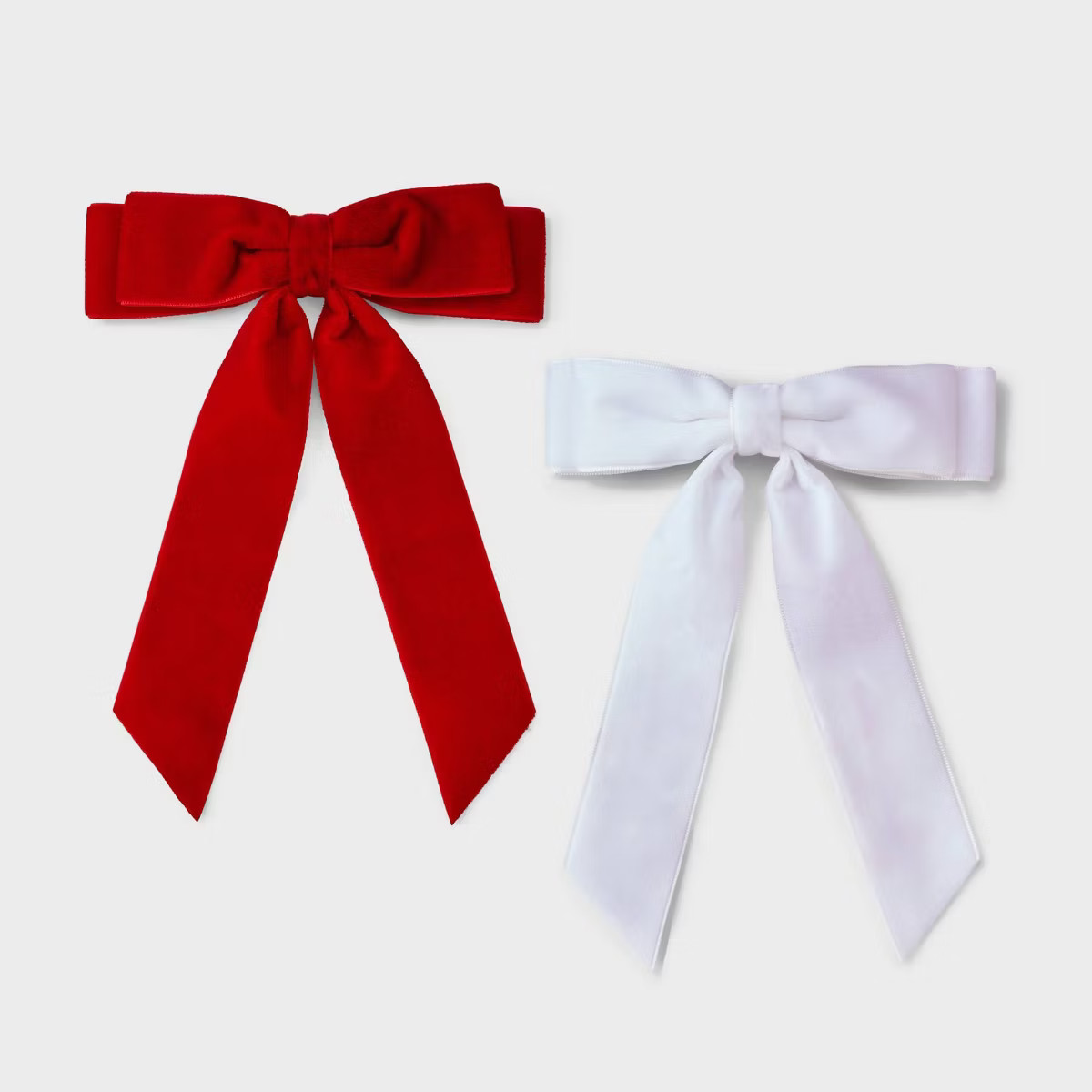 Girls' 2pk Holiday Velvet Bow Barrette Set - Cat & Jack™ Cream/Red | Target