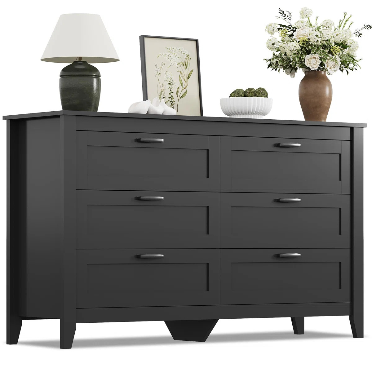 Serefina 6-Drawer 54"W Double Dresser, Wood Dresser for Bedroom, Large Storage Chest with Metal H... | Wayfair North America