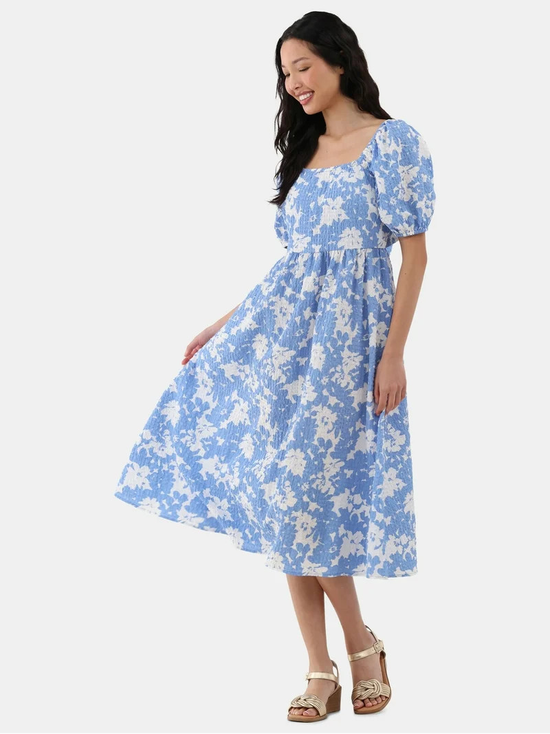 Time and Tru Women's and Women's Plus Midi Woven Dress, Sizes XS-4X | Walmart (US)