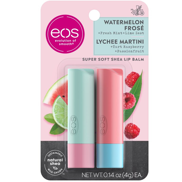 eos Super Soft Shea Lip Balm - Watermelon Frose & Lychee Martini | 2-Pack | Walmart (US)