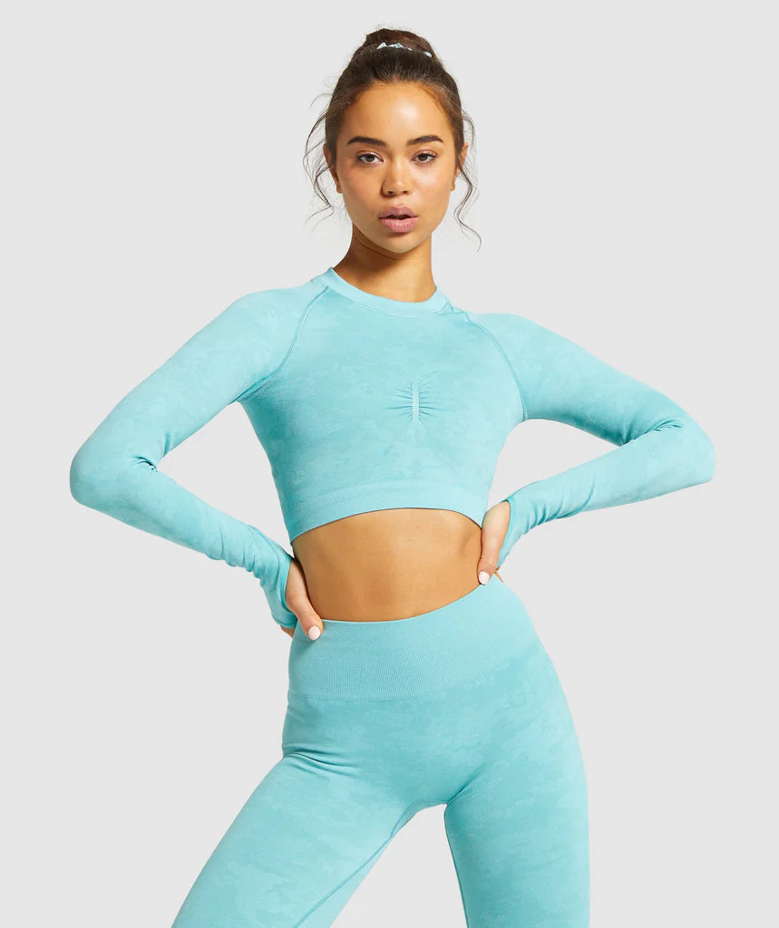 camo seamless long sleeve crop top | Gymshark