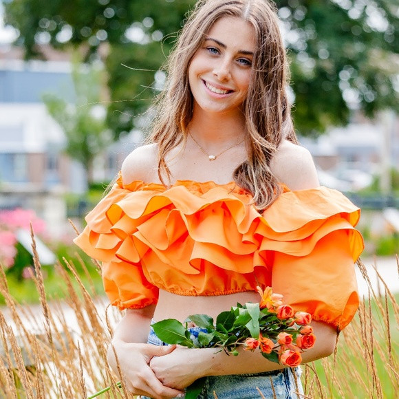 Orange Ruffle Crop Top | Poshmark