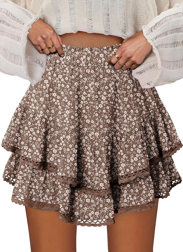 onlypuff Flowy Shorts for Women Ruffle Skorts Mini Skirts High Waisted Teen Gilrs Tennis Skort Su... | Amazon (US)