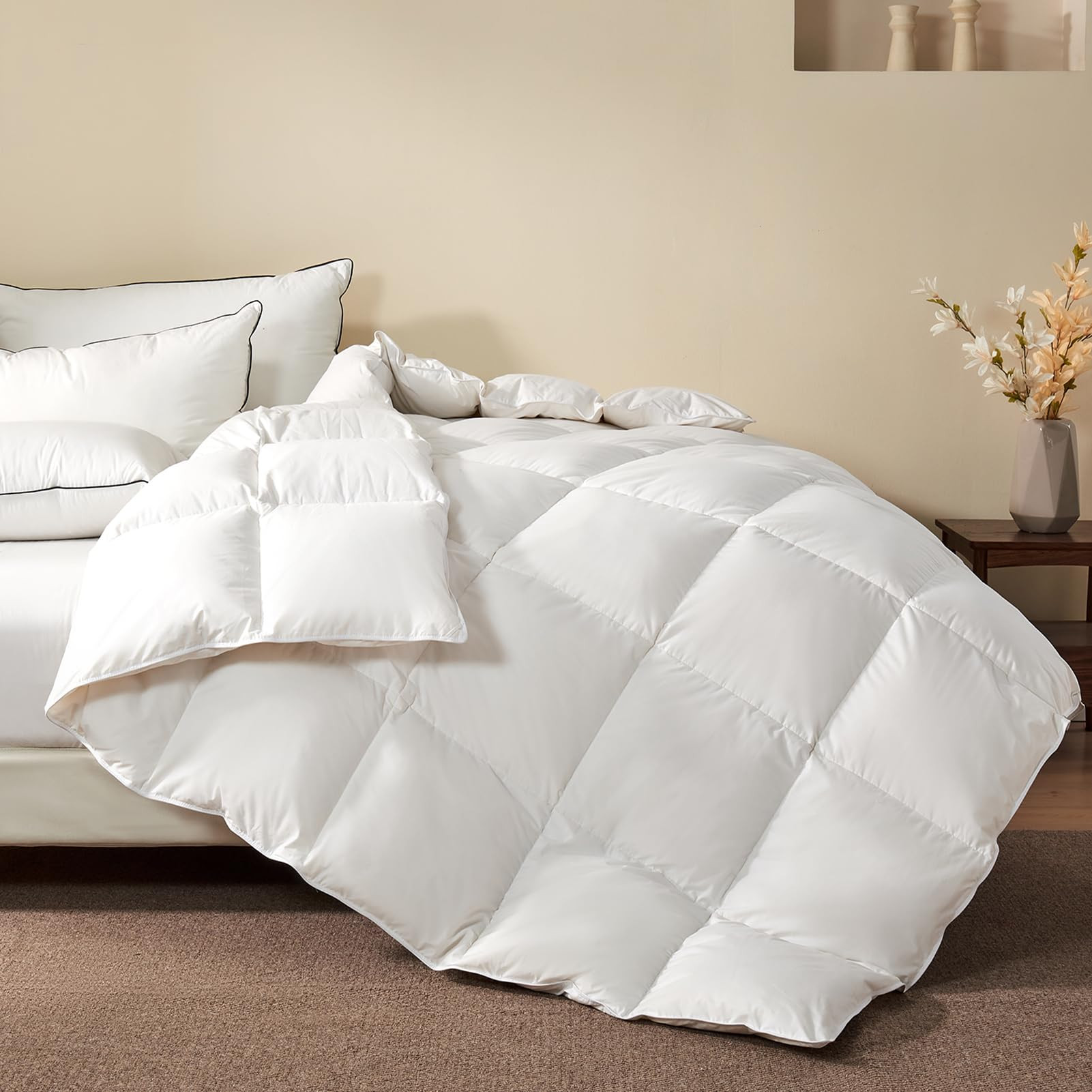 Feather Down Fibers Duvet Insert Twin Size - Ultra-Quiet 600TC Egyptian Cotton-Blend Fabric, Ethi... | Amazon (US)