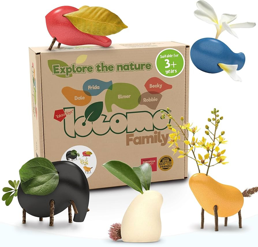 Taksa Toys Locomo Family 1 Open-Ended Waldorf Educational Outdoor Play Figures, Wooden Animal Mon... | Amazon (US)