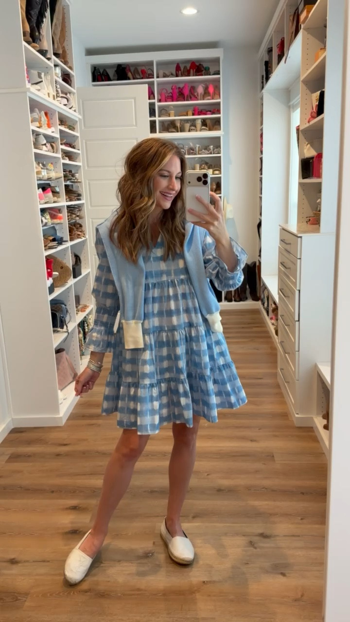 In a small dress, medium cardigan, espadrille flats and accessories for spring - fits tts.

#LTKSeasonal #LTKootd #LTKgrwm