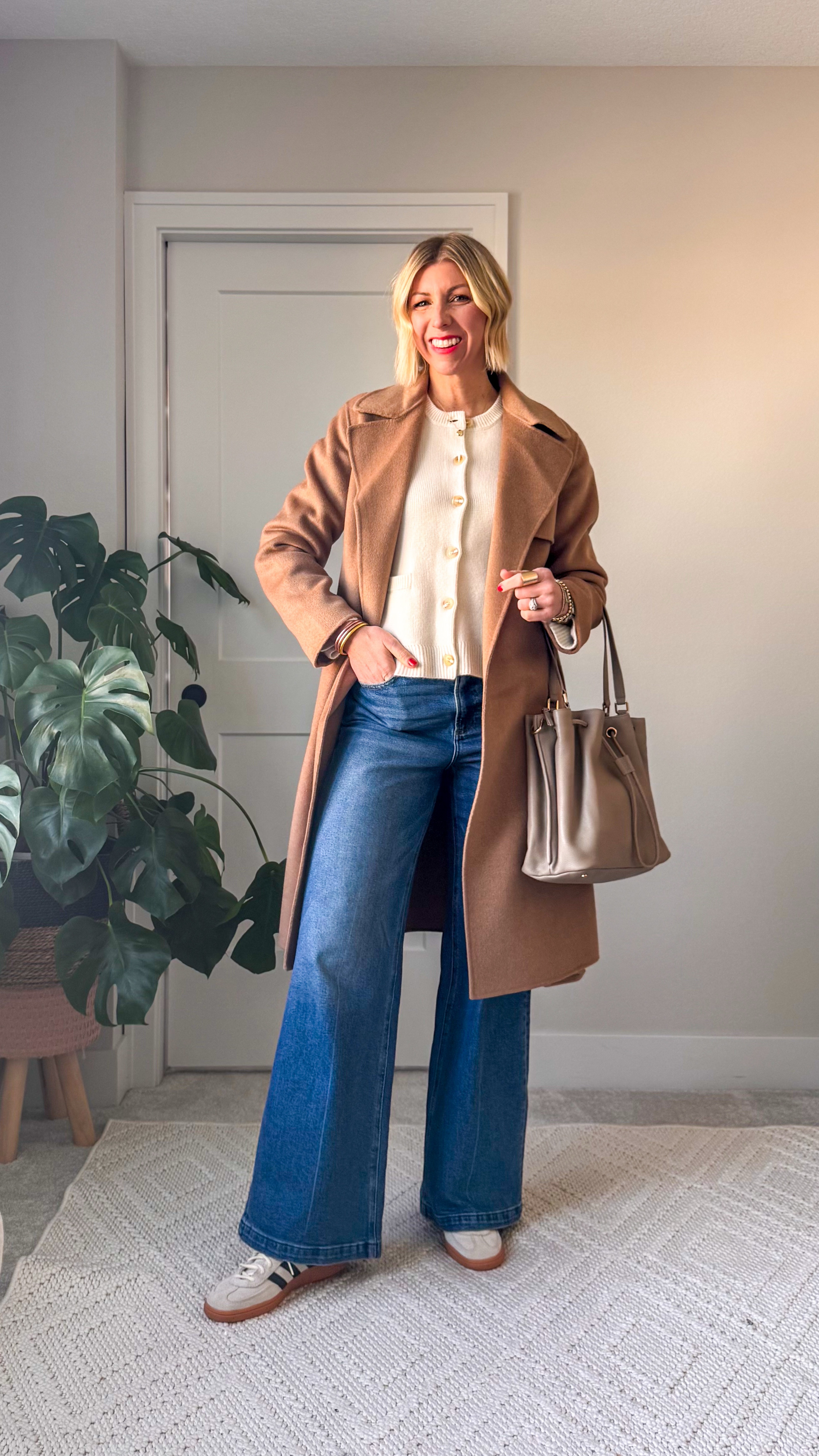 Maximum style outfit with minimal effort 👏🏻 a great fitting pair of jeans (these are my go-to wide leg jeans) elegant cardigan, statement flats or sneakers, overcoat or trench coat + chic handbag 


#LTKStyleTip #LTKOver40 #LTKWatchNow