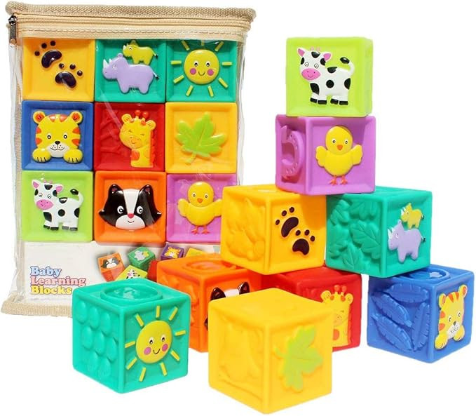 Kingtree Baby Blocks (Set of 9), Squeeze Building Blocks Soft Stacking Baby Toys for 6 Months and... | Amazon (US)