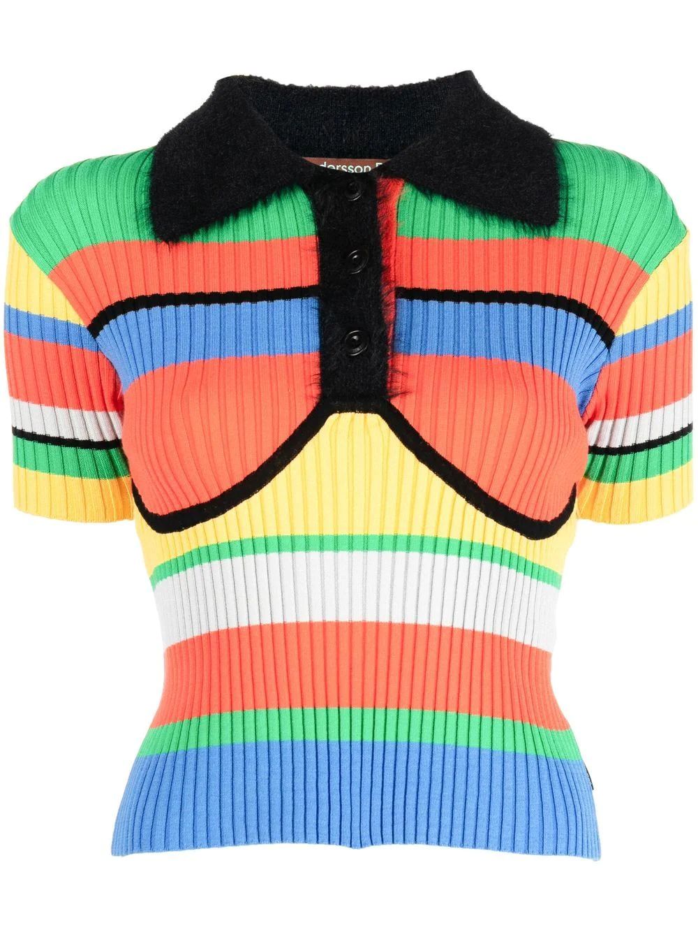 Andersson Bell ribbed-knit Striped Polo Top - Farfetch | Farfetch Global