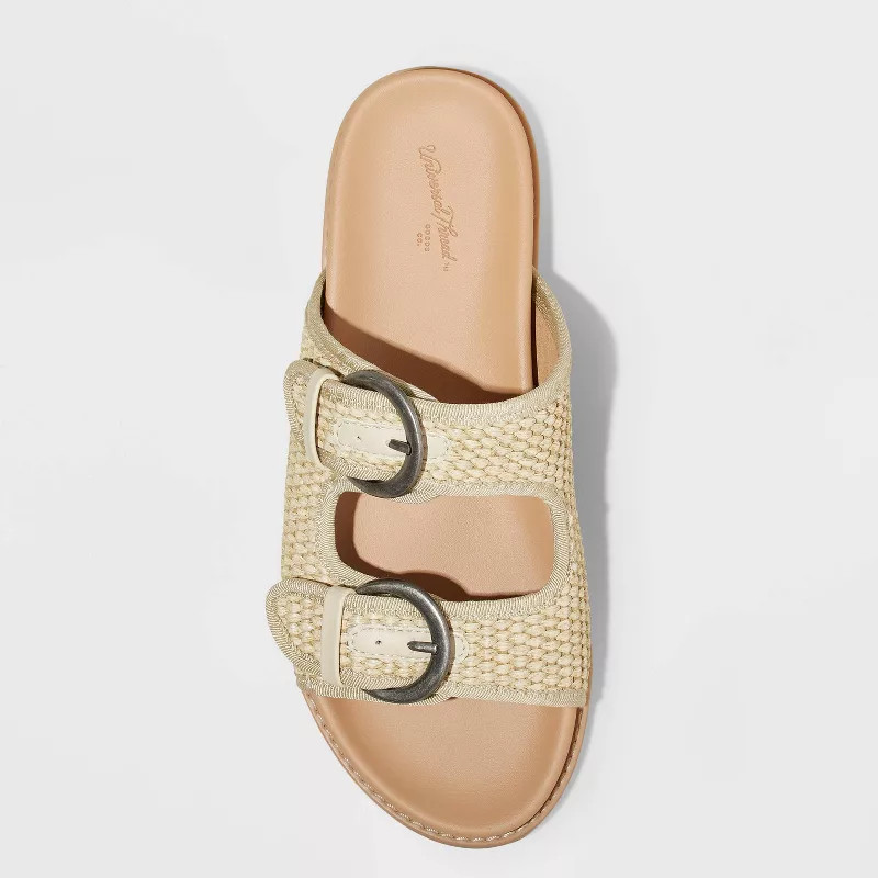 Women's Honey Raffia Footbed Sandals - Universal Thread™ | Target