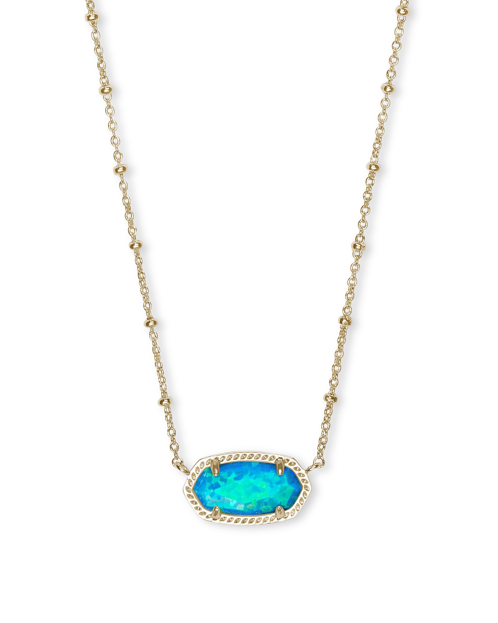 Elisa Satellite Gold Short Pendant Necklace In Turquoise Kyocera Opal | Kendra Scott