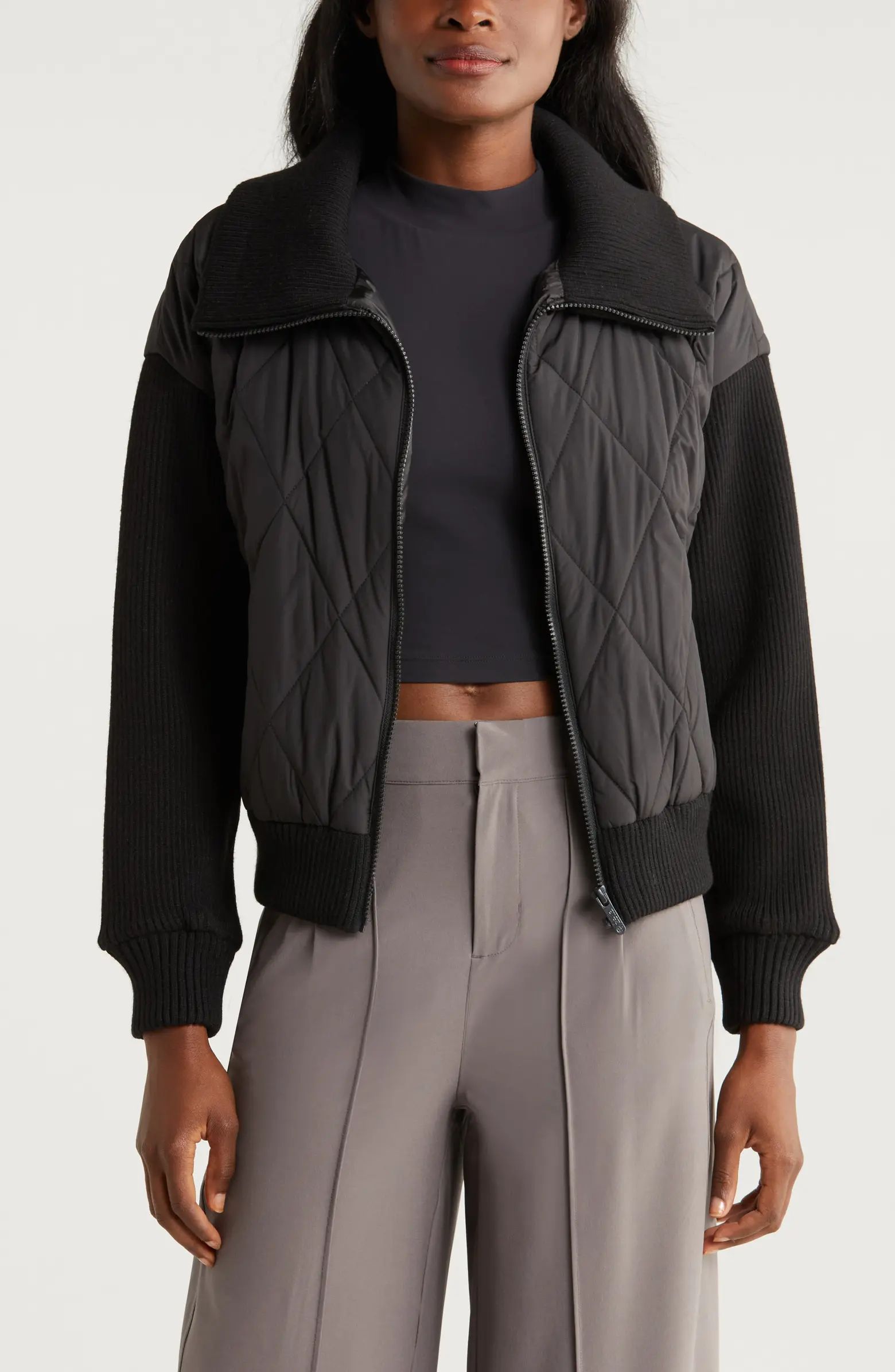 Zella Hybrid Zip Front Jacket | Nordstrom | Nordstrom