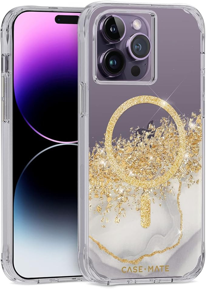 Case-Mate iPhone 14 Pro Max Case - Karat Marble [10FT Drop Protection] [Compatible with MagSafe] ... | Amazon (US)